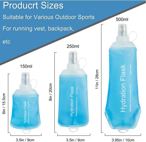 CLINTT 500ml Soft Flask, Foldable Running Water Bottle, TPU Folding Soft Water Flask, BPA-Free Collapsible Flask for Hydration Pack Running Vest, Cycling, Climbing, Hiking - 1Pcs, Blue - Image 3