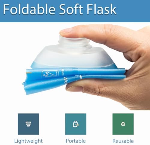 CLINTT 500ml Soft Flask, Foldable Running Water Bottle, TPU Folding Soft Water Flask, BPA-Free Collapsible Flask for Hydration Pack Running Vest, Cycling, Climbing, Hiking - 1Pcs, Blue - Image 4