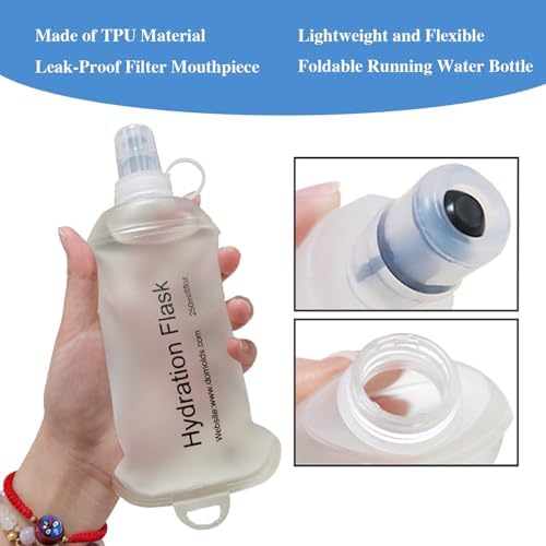 CLINTT 500ml Soft Flask, Foldable Running Water Bottle, TPU Folding Soft Water Flask, BPA-Free Collapsible Flask for Hydration Pack Running Vest, Cycling, Climbing, Hiking - 1Pcs, Blue - Image 5
